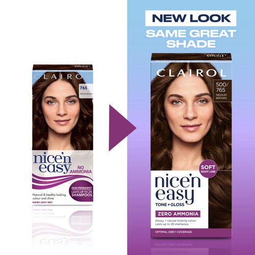 Clairol Nice'n Easy Tone+Gloss Semi Permanent Hair Dye 500/765 Medium Brown