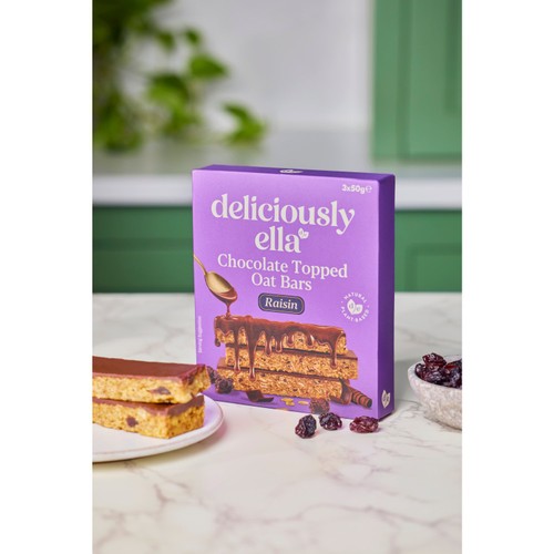 Deliciously Ella Raisin Chocolate Topped Oat Bars Multipack  3x50g