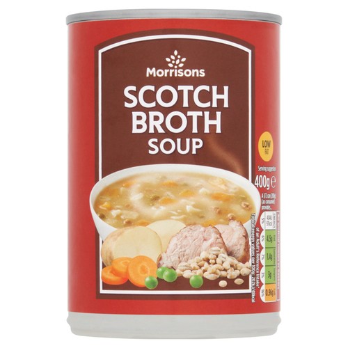 Morrisons scotch broth soup with mutton onions carrots peas
