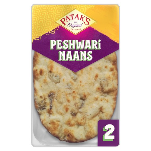 Patak's Authentic & Flame Baked Peshwari Naan Breads 2 pack