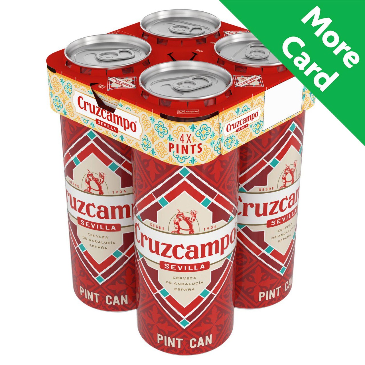 Cruzcampo Sevilla Lager Beer 4.4% ABV Cans 4 x 568 ml