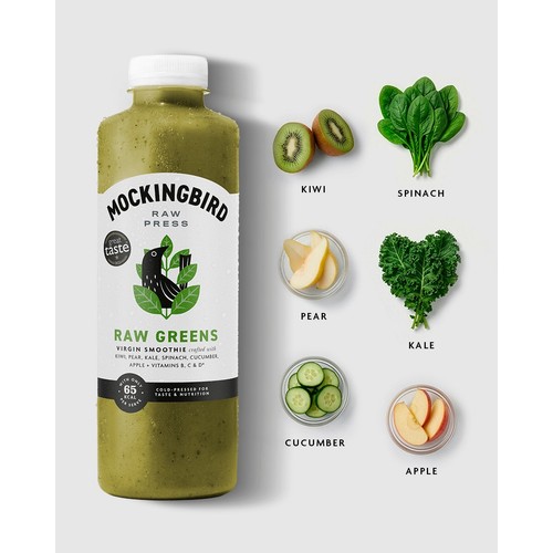 Mockingbird Raw Greens, Kiwi, Spinach, Pear, Banana with Vitamins  750ml
