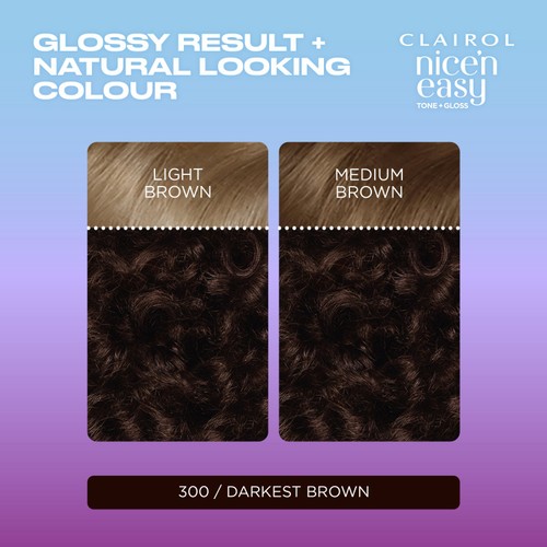 Clairol Nice'N Easy Tone+Gloss Semi Permanent Hair Dye 300/84 Darkest Brown