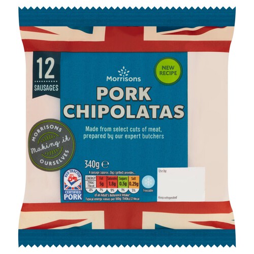 Morrisons 12 Butchers Style Pork Chipolatas 