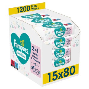 Pampers Sensitive Baby Wipes  15 x 80 per pack