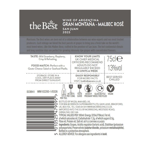 Morrisons The Best Gran Montana Malbec Rose 