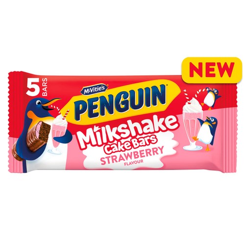 McVities penguin strawberry milkshake cake bar