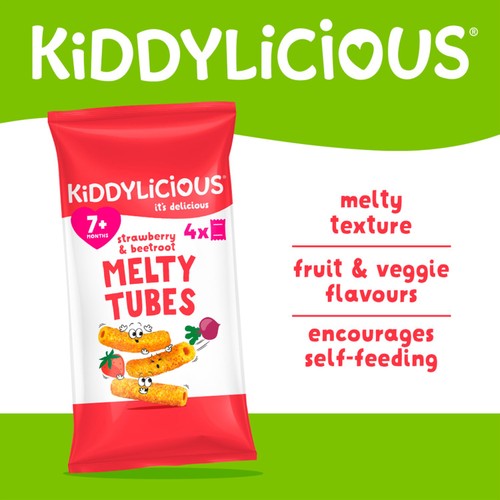 Kiddylicious Strawberry & Beetroot Melty Tubes 7+ Months 4x10g