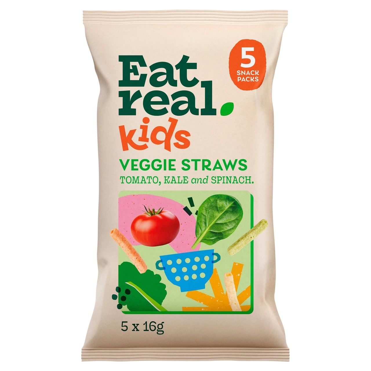 Eat Real Kids Veggie Straws Tomato Kale & Spinach