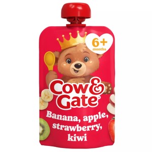 Cow&Gate Fruit Pouch Banana,Apple,Strawberry & Kiwi Baby Food 6+Months