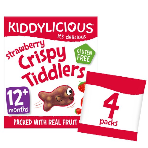 Kiddylicious Strawberry Crispy Tiddlers Baby Snacks 