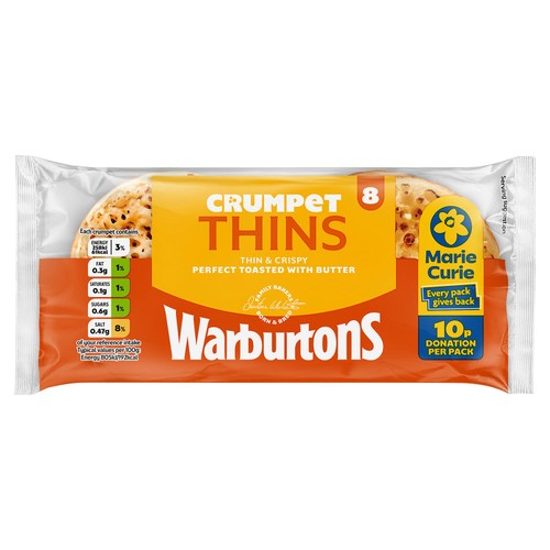 Warburtons Crumpet Thins 8 Pack