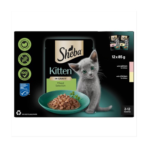 Sheba Sauce Collection Kitten Mixed Selection In Gravy