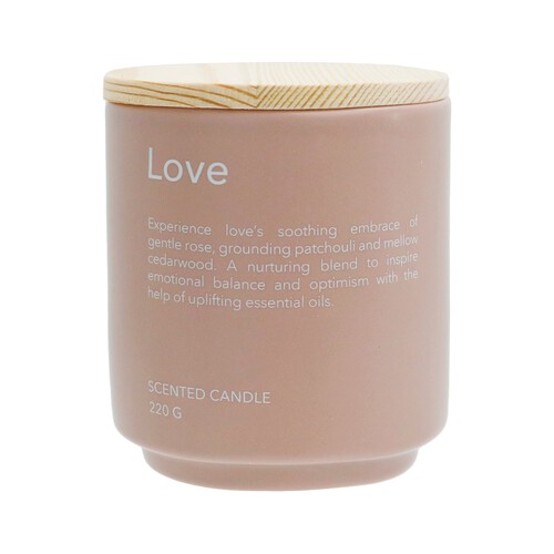 Nutmeg Home Love 1 Wick Ceramic Candle Wooden Lid