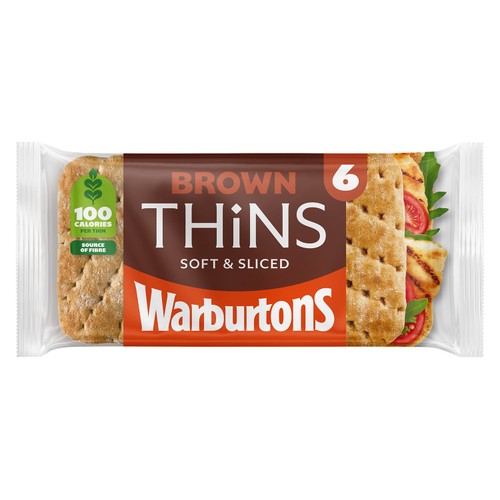 Warburtons Soft Brown Sliced Sandwich Thins