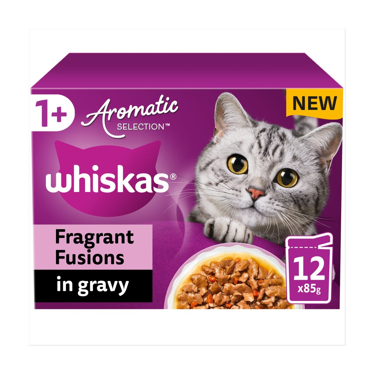 Whiskas 1+ Pouches Aromatic Fusion In Gravy 12x85g