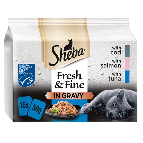 Sheba Fresh & Fine Wet Cat Food Pouches Fish in Gravy