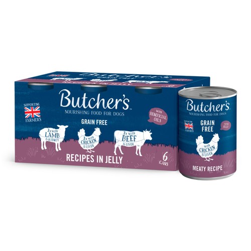 Butcher's Recipes in Jelly Dog Food Tins