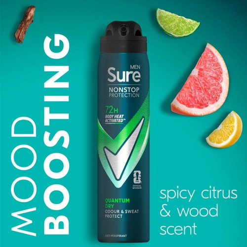 Sure For Men Quantum Dry Anti Perspirant Nonstop Deodorant 250ml