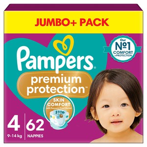 Pampers Premium Protection Nappies Taped Size 4 Maxi Jumbo  62 per pack