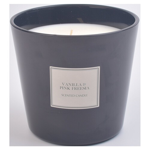 Nutmeg Home Multi Wick Tapered Waxfill Vanilla & Pink Freesia Black Glass