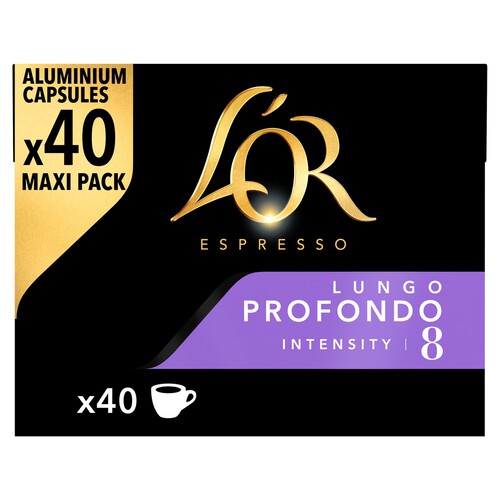 L'OR Espresso Lungo Profondo 40 Coffee Pods Intensity 8