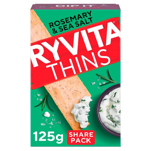 Ryvita Thins Rosemary & Sea Salt Flatbread Crackers 