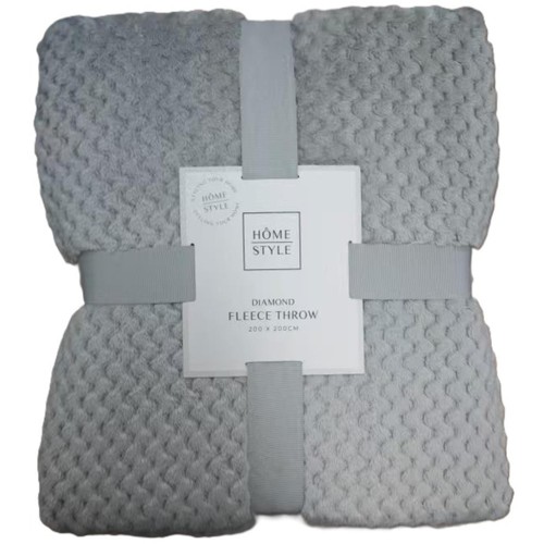 Home Style Diamond Fleece Throw Grey 200X200Cm
