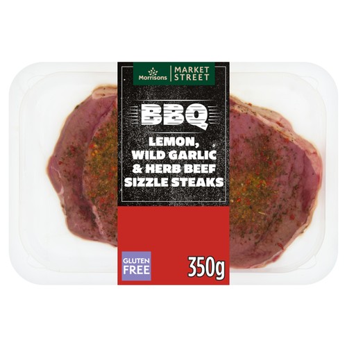 Morrisons British Beef Sizzle Steaks With Lemon, Garlic & Herb 350g
