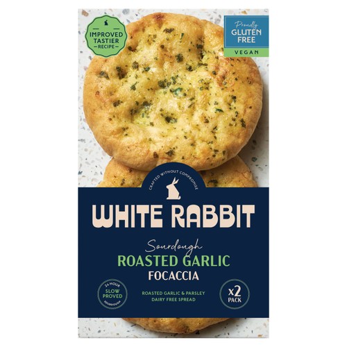 White Rabbit Gluten Free Roasted Garlic Focaccia 2x125g