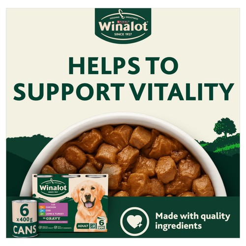 Winalot Cod In Gravy Wet Dog Food  6 x 400g