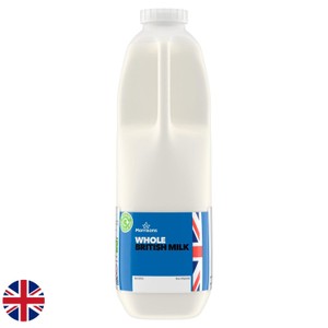 Morrisons British Whole Milk 2 Pint 1.136L