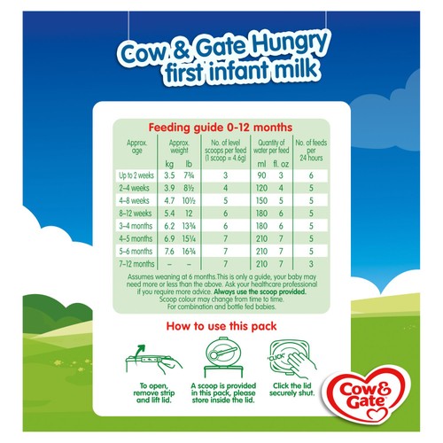Cow Gate Hungry First Infant Baby Milk Formula Powder From Birth