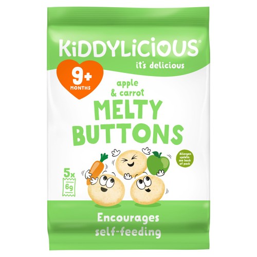 Kiddylicious Apple & Carrot Melty Buttons Baby Snacks