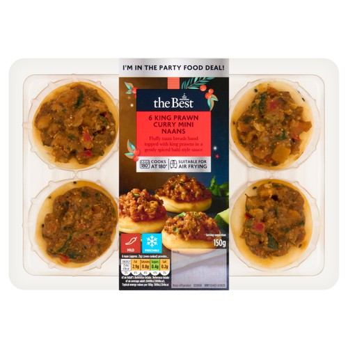 Morrisons The Best 6 King Prawn Curry Topped Mini Naans 150g