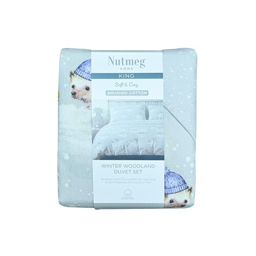 Nutmeg Home Brushed Cotton Winter Woodland Duvet Set King