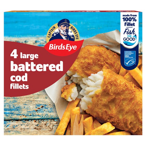 Birds Eye 4 Battered Cod Fish Fillets