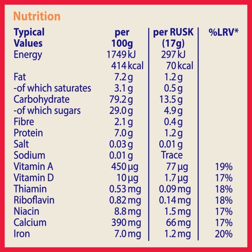 Farley's Original Rusks Baby Food Snacks 6+ Months 300g