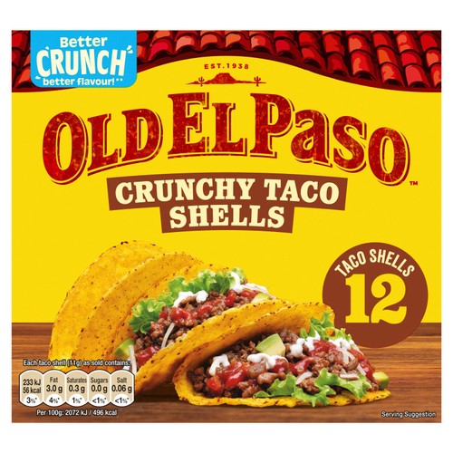 Old El Paso 12 Crunchy Hard Taco Shells 135g