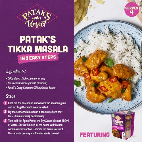 Patak's Tikka Masala Curry Creations Indian Curry Sauce Meal Kit 160g