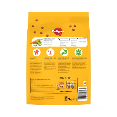 Pedigree Small Dog Complete Dry Food With Poultry And Vegetables 3kg
