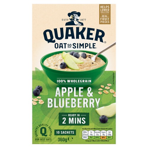 Quaker Oat So Simple Apple & Blueberry Porridge Sachets 