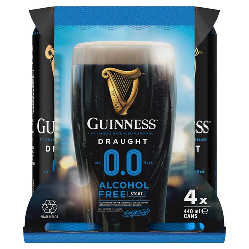 Guinness Draught Alcohol Free Stout Beer 0.0% vol Cans