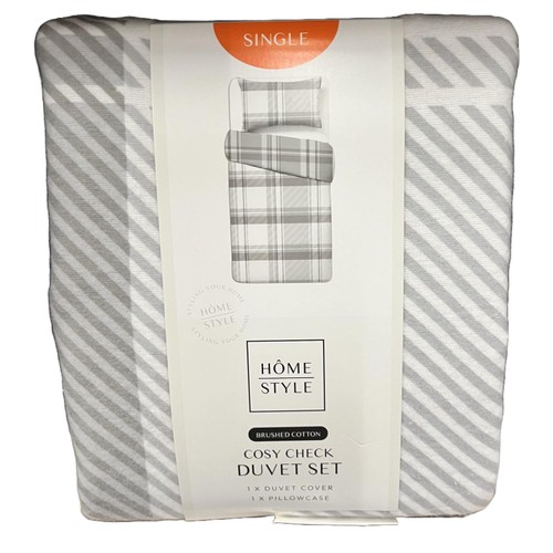 Home Style Brushed Cotton Cosy Check Duvet Set Single