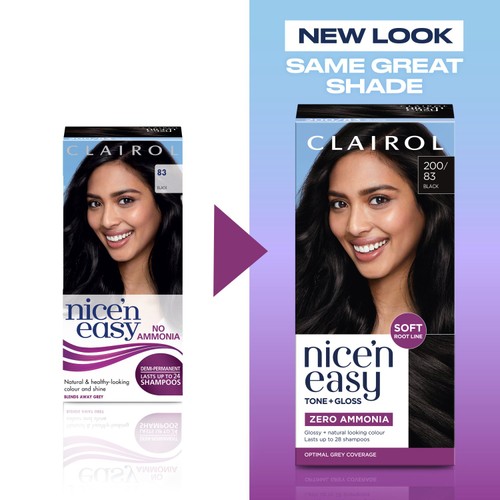 Clairol Nice'N Easy Tone+Gloss Semi Permanent Hair Dye - 200/83 Black