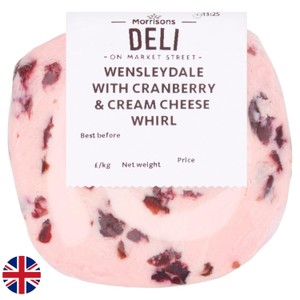 Market Street Deli Wensleydale With Cranberry & Cream Cheese Whirl