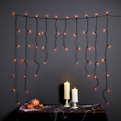 Morrisons Halloween 50 Led Curtain Lights Orange