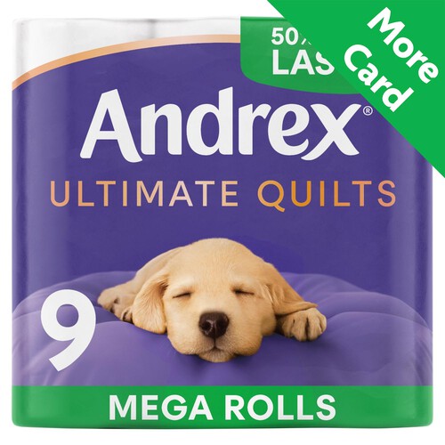 Andrex Ultimate Quilts Toilet Tissue 9 Mega Rolls 50% More Sheets