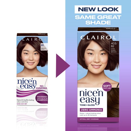 Clairol Nice'N Easy Tone+Gloss Semi Permanent Hair Dye 403/82 Dark Brown