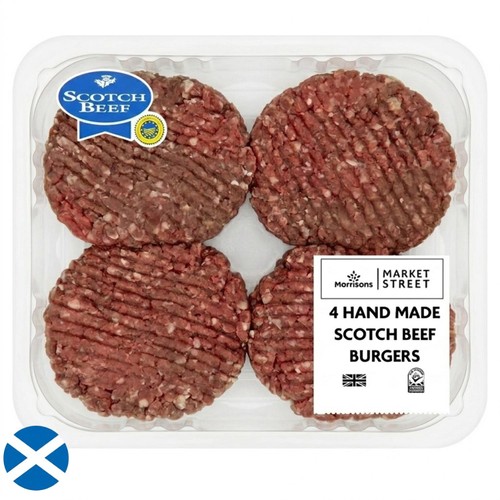 Morrisons Scotch Hand Made Beef Steak Burger 4 Pack